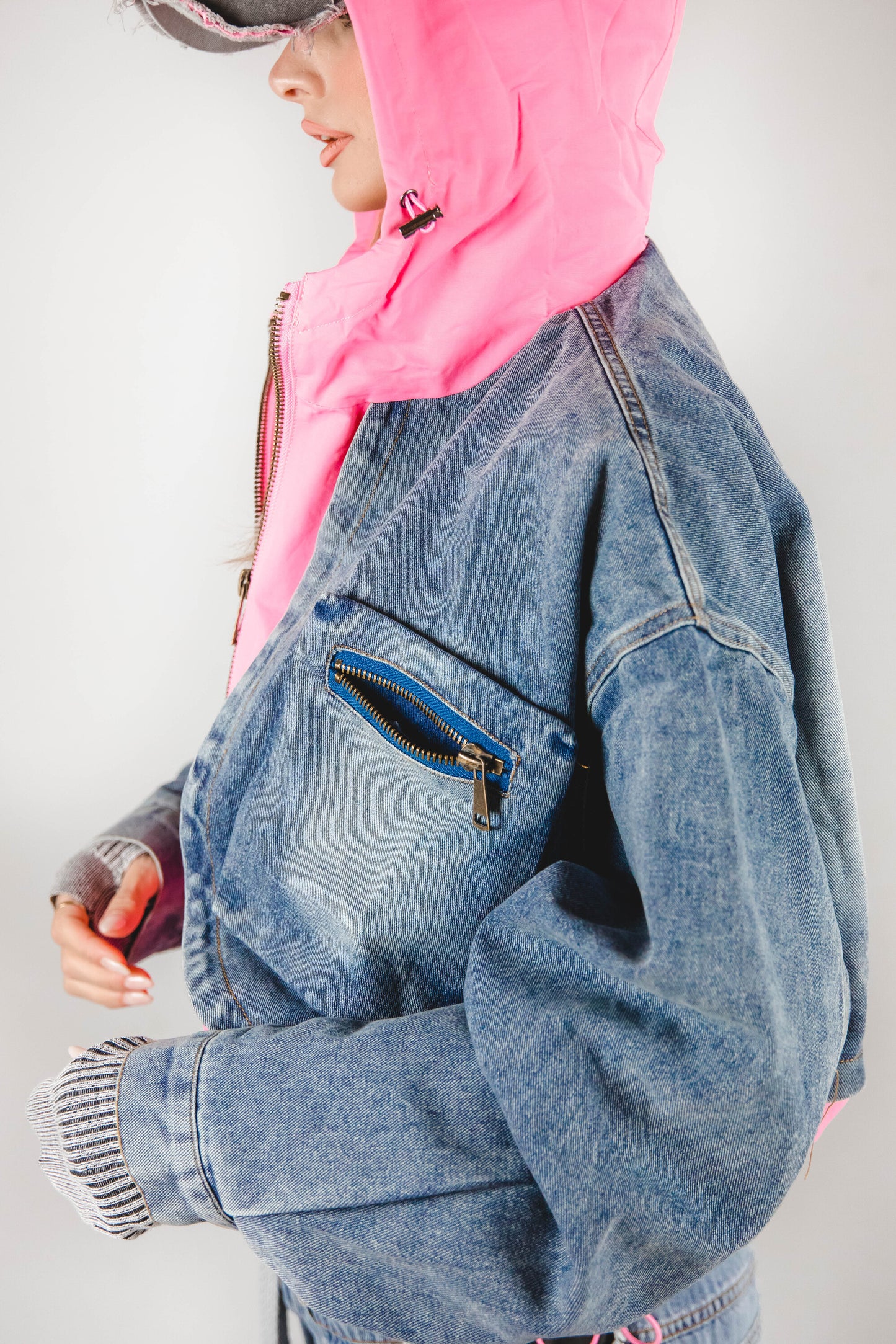 Giacca di jeans con cappuccio