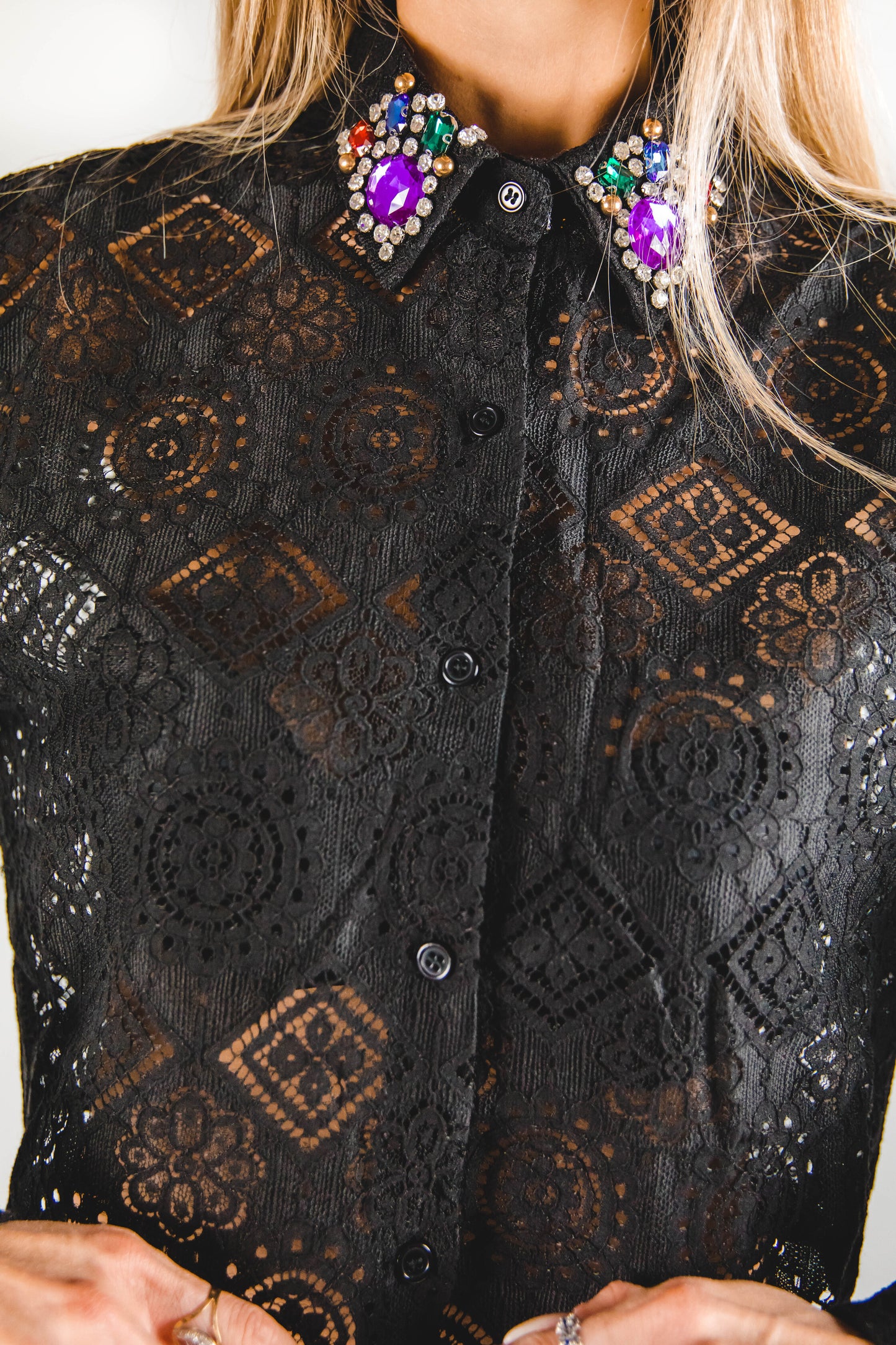 Camicia gioiello in pizzo