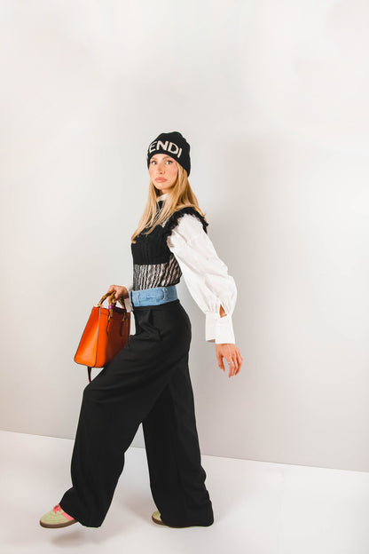 Top di pizzo nero