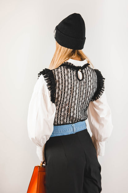 Top di pizzo nero