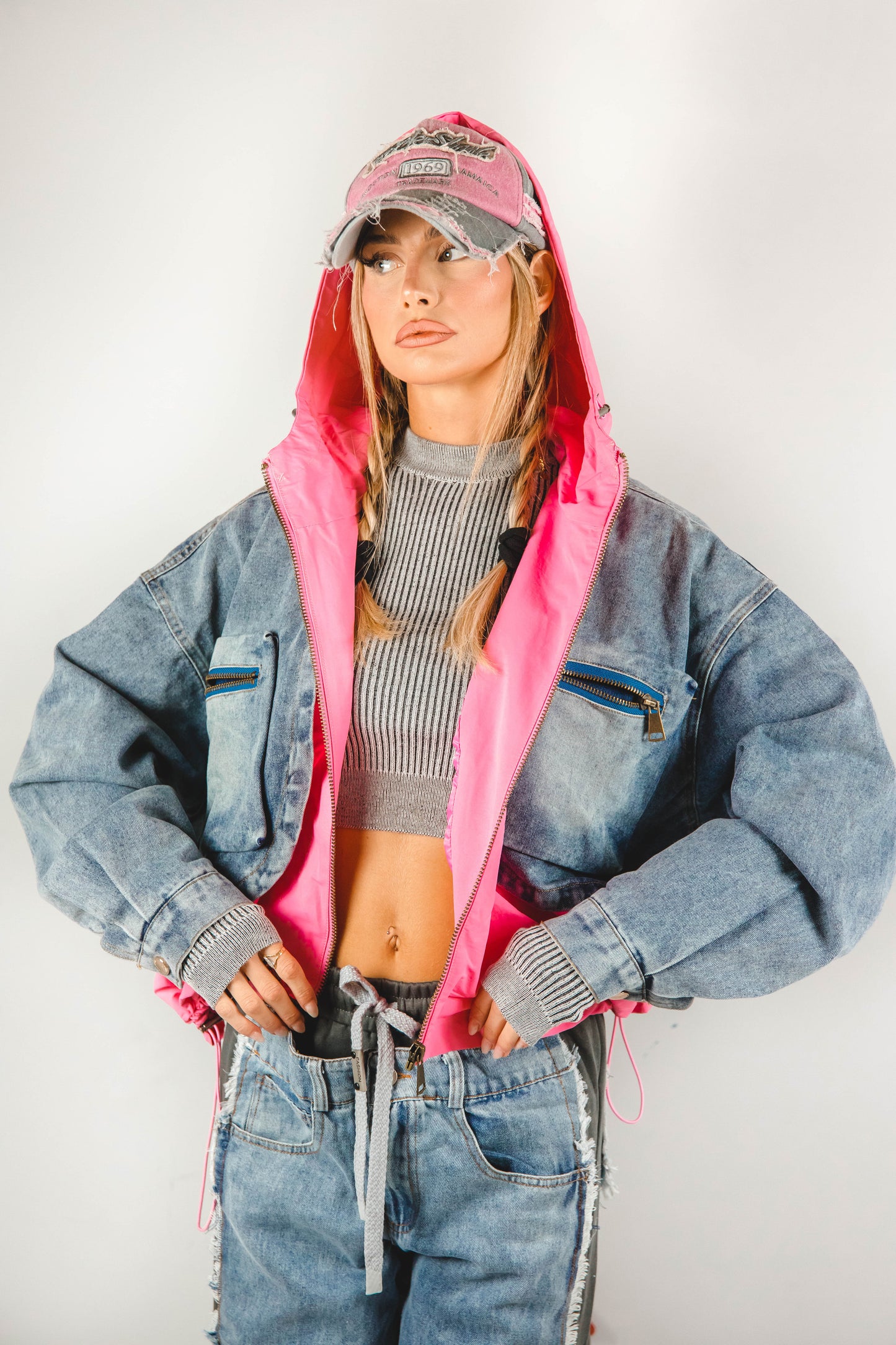 Giacca di jeans con cappuccio