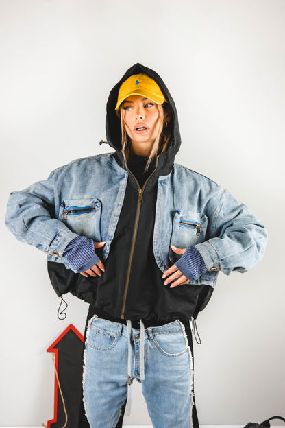 Giacca di jeans con cappuccio