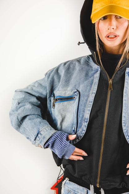 Giacca di jeans con cappuccio