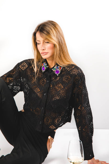 Camicia gioiello in pizzo