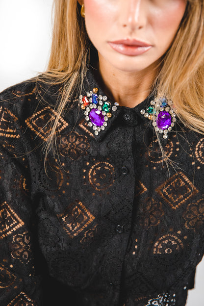 Camicia gioiello in pizzo